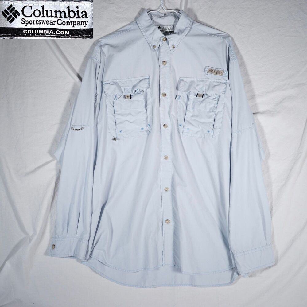 Columbia PFG Blue Long Sleeve Button Up Shirt Medium